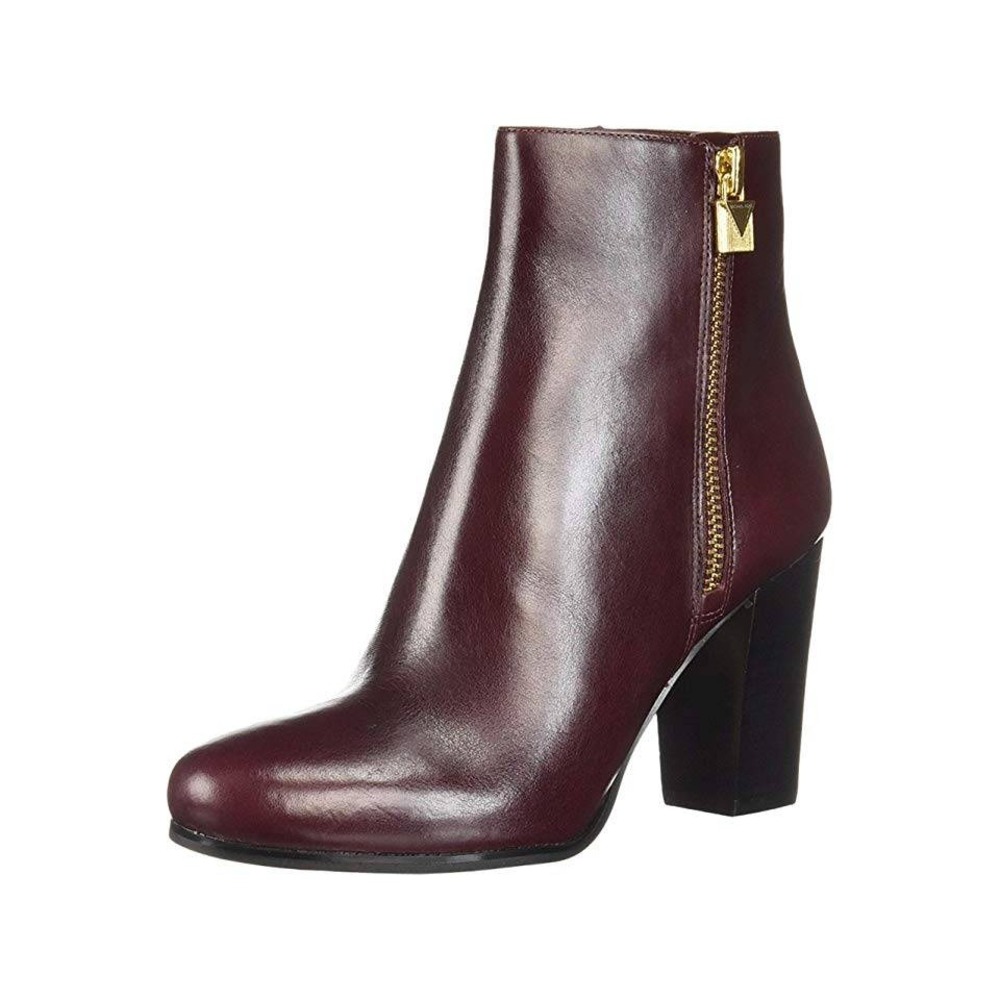 Michael Kors Margaret Booties Womens 8 Oxblood Leather Block Heel Ankle Boots